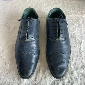 Ted Baker London Men\'s Cap Toe Blue Leather Oxford Dress Shoes Size 9 Amazon.com | Ted Baker Men main image 4
